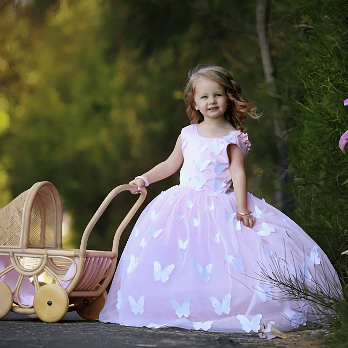 Pink Butterfly Gown - Crownkids