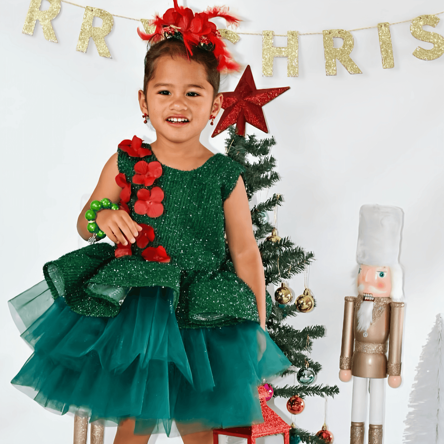 Christmas Heli Dress - Crown Kids