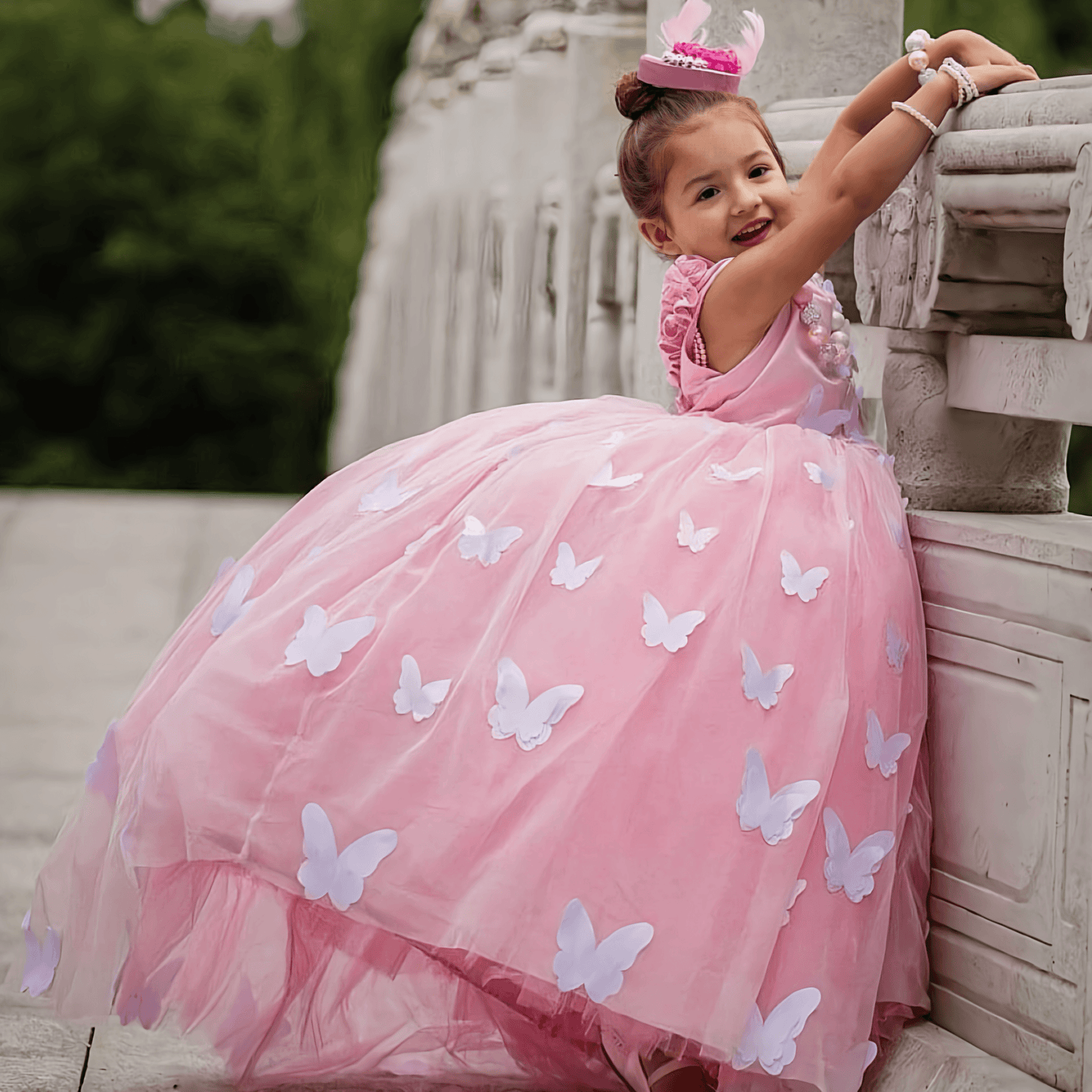 Pink Butterfly Gown - Crownkids