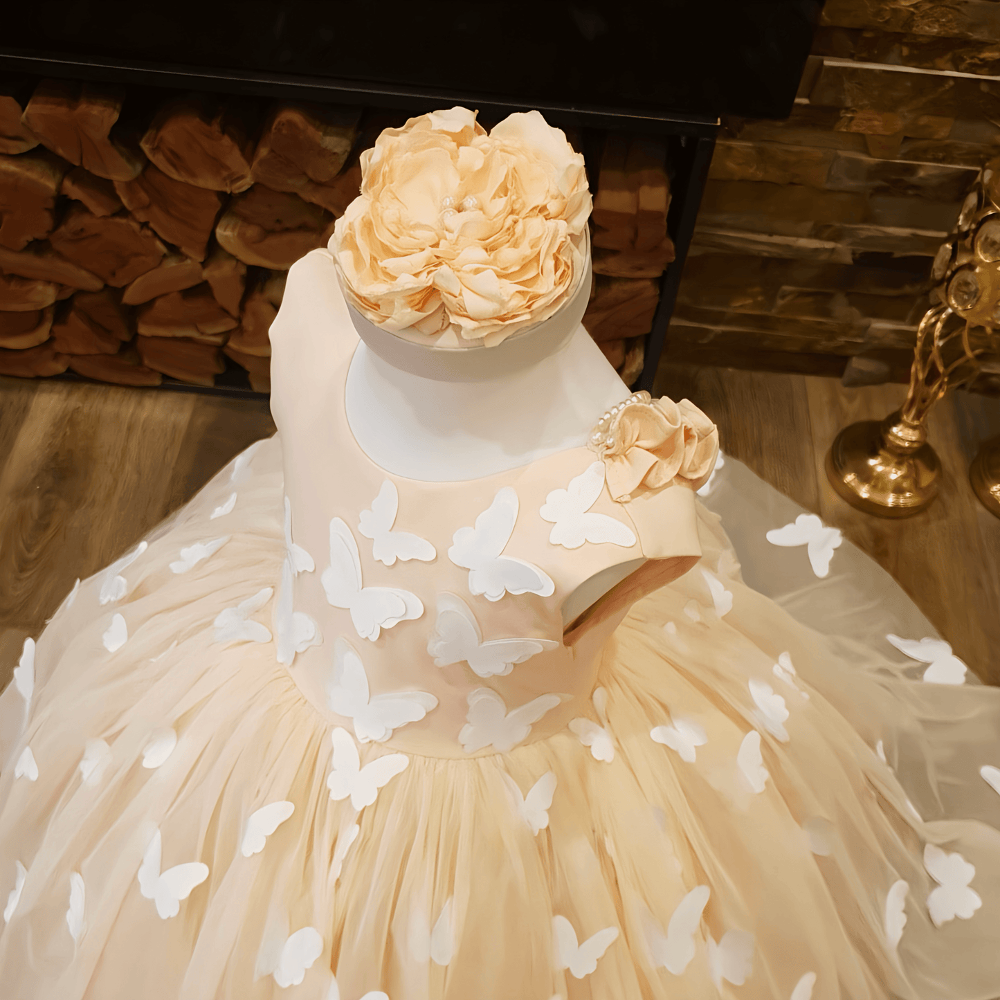 Peach Butterfly Gown - Crownkids