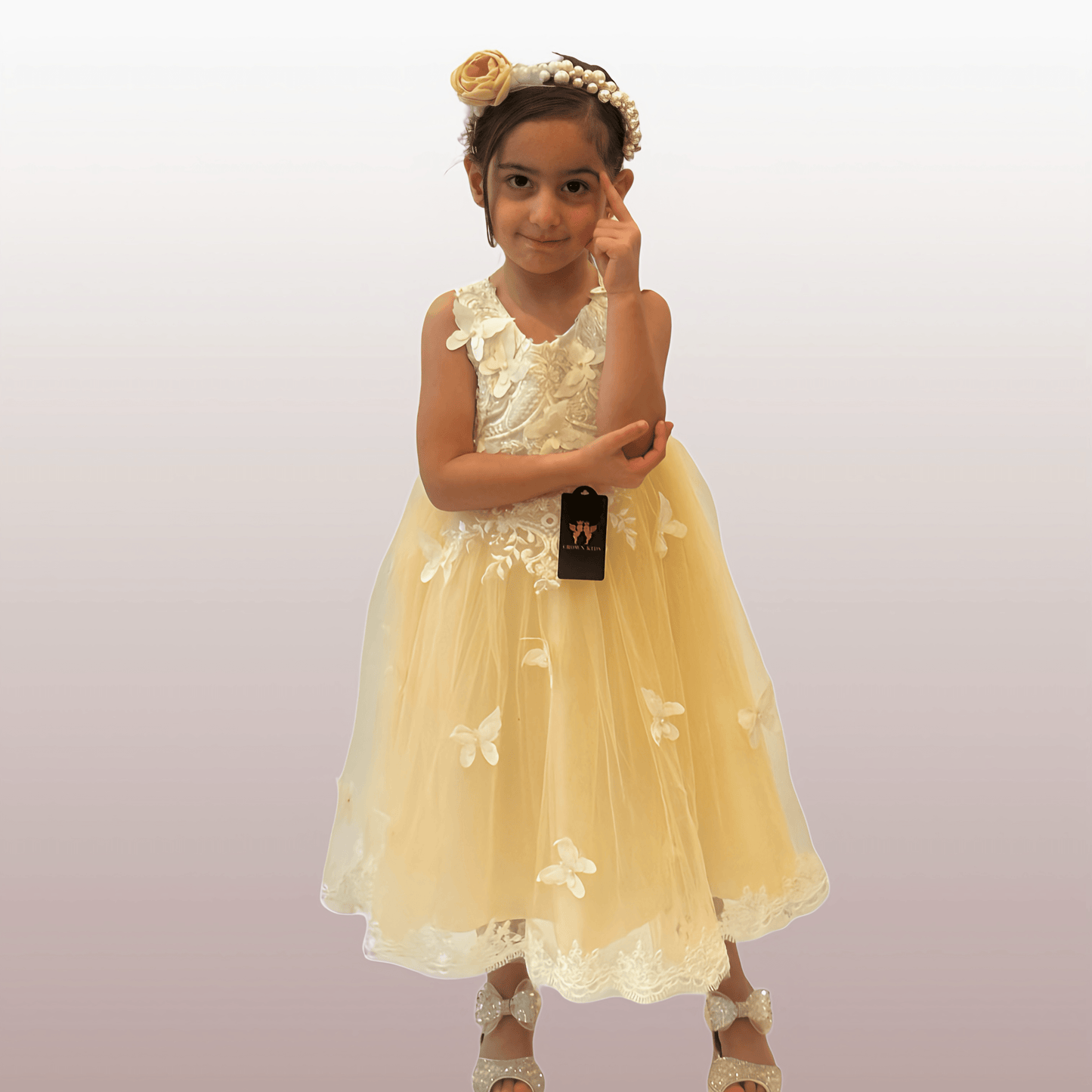 Halen Long Beige Dress - Crown Kids