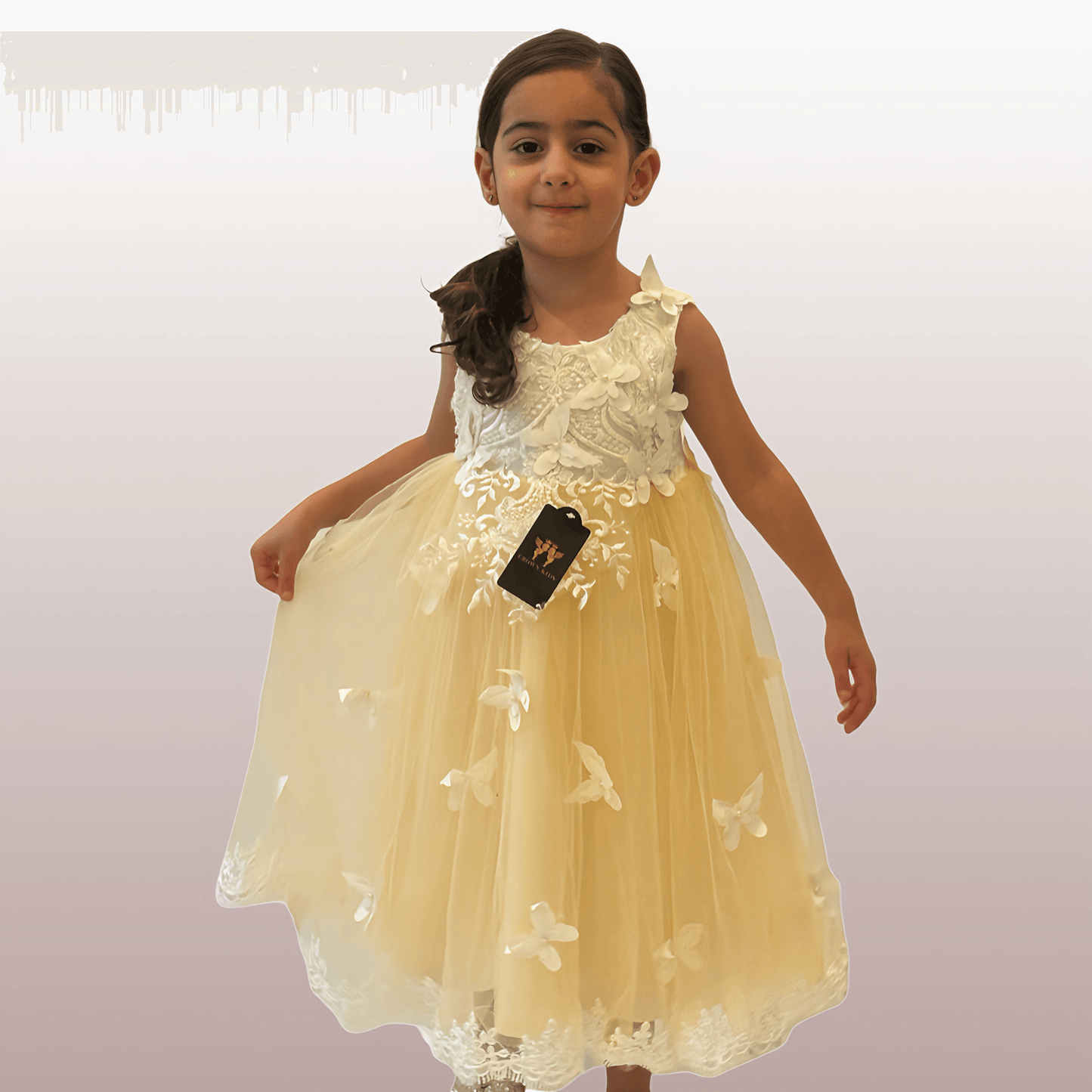 Halen Long Beige Dress - Crown Kids