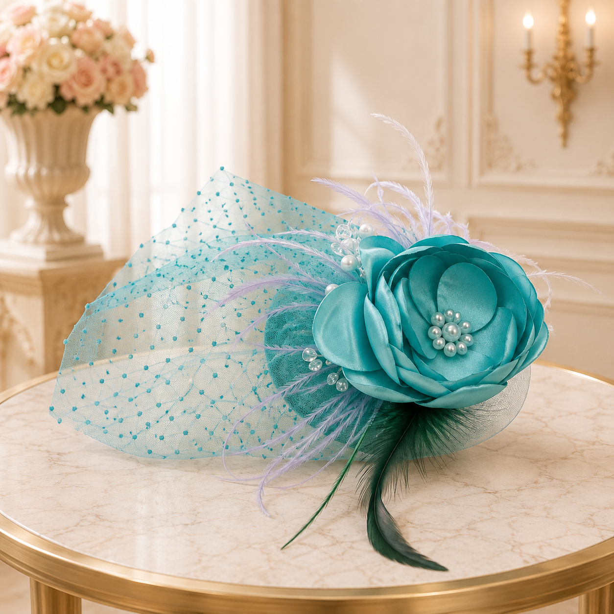 Aqua Pearl Fascinator