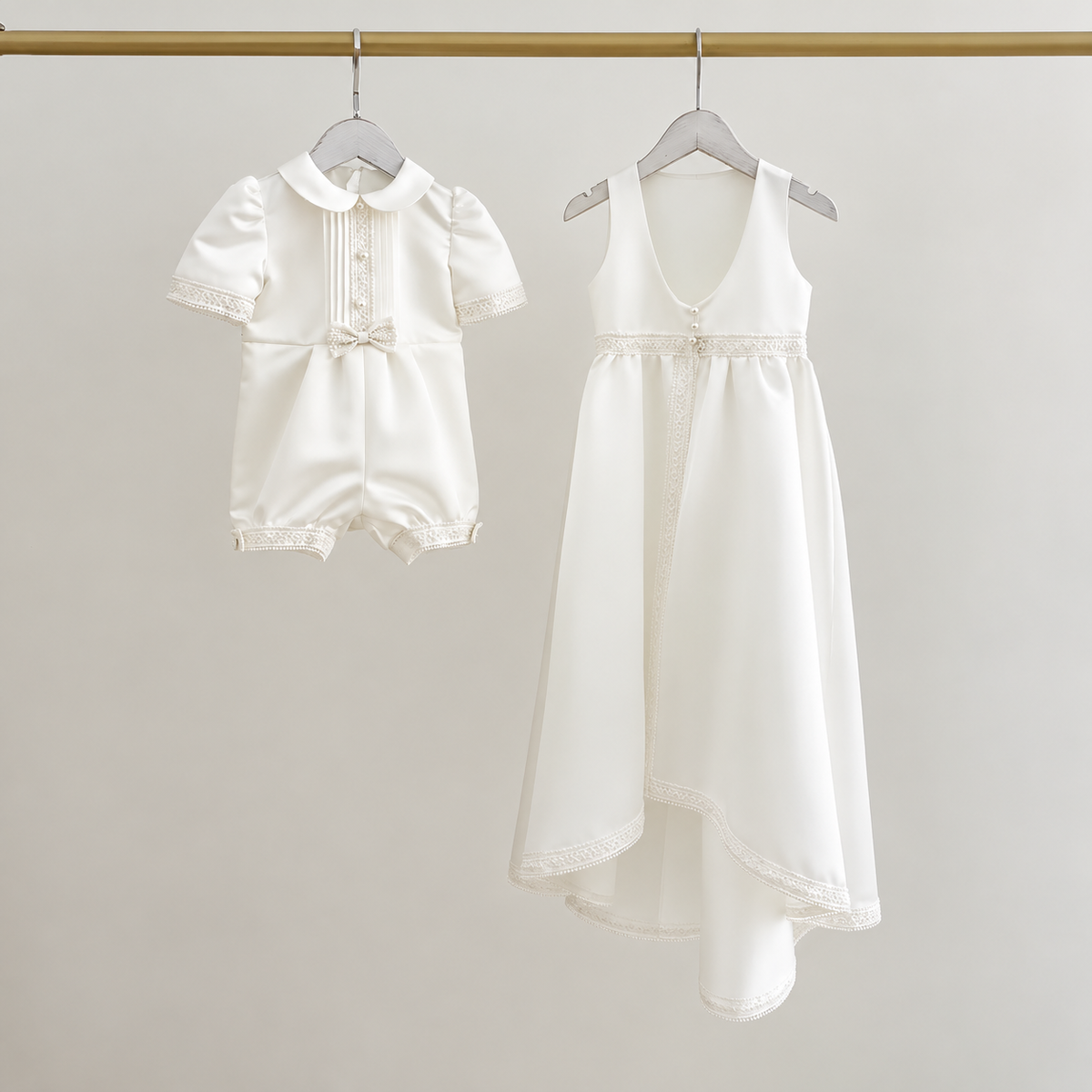 Eloise Ivory Satin Baptism Gown – Pre-Order