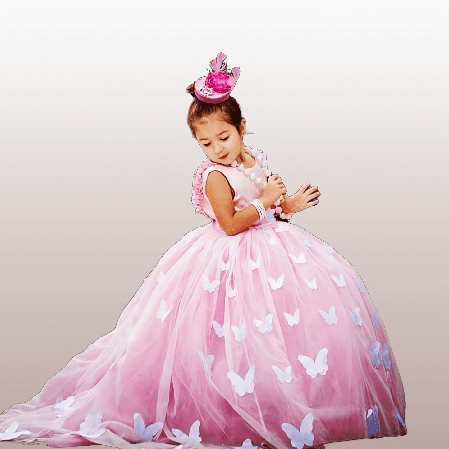 Pink Butterfly Gown - Crownkids