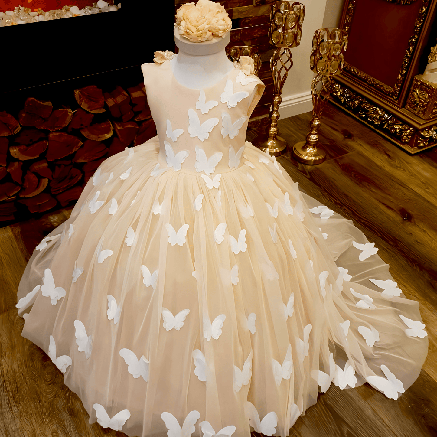 Peach Butterfly Gown - Crownkids