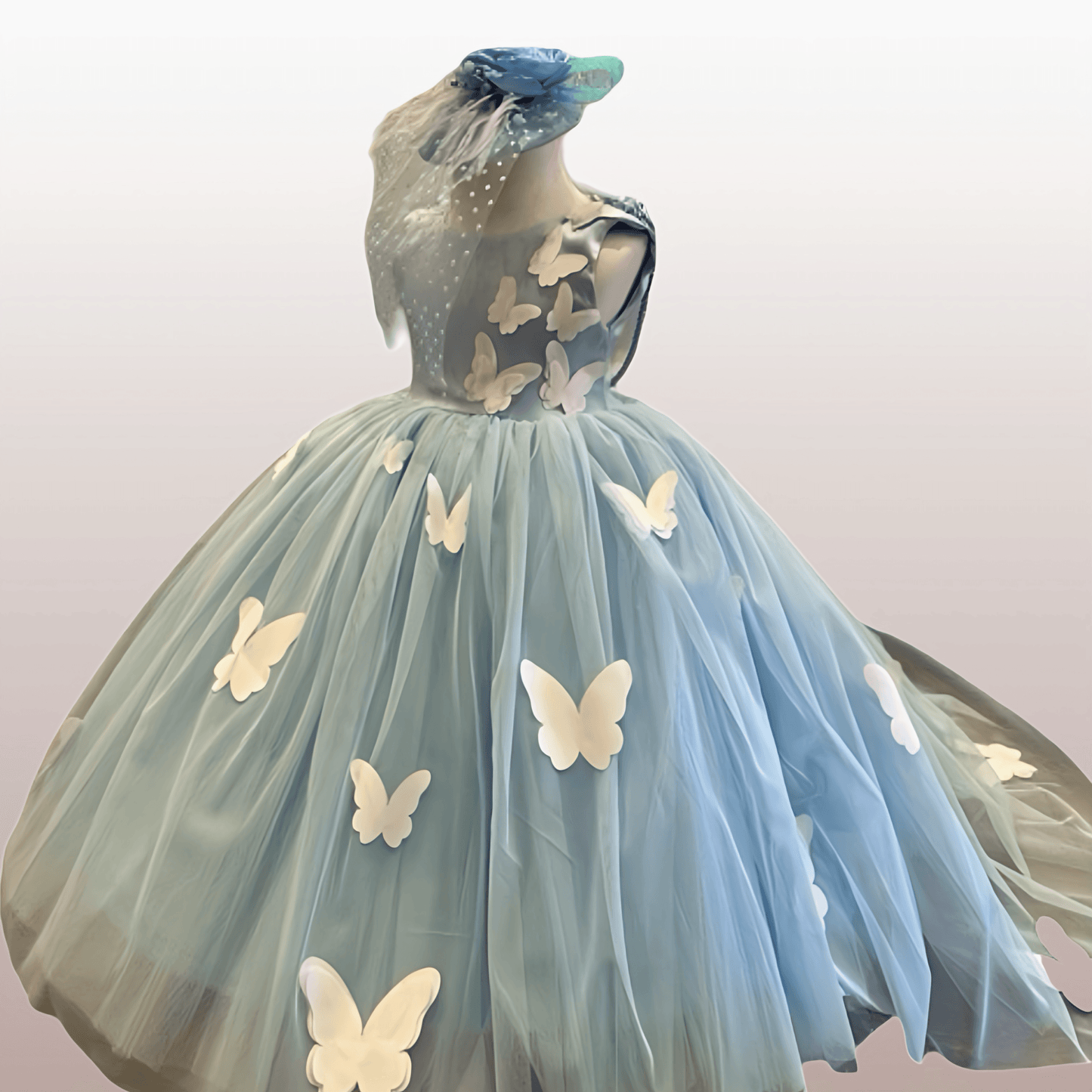 Blue Butterfly Gown - Crown Kids