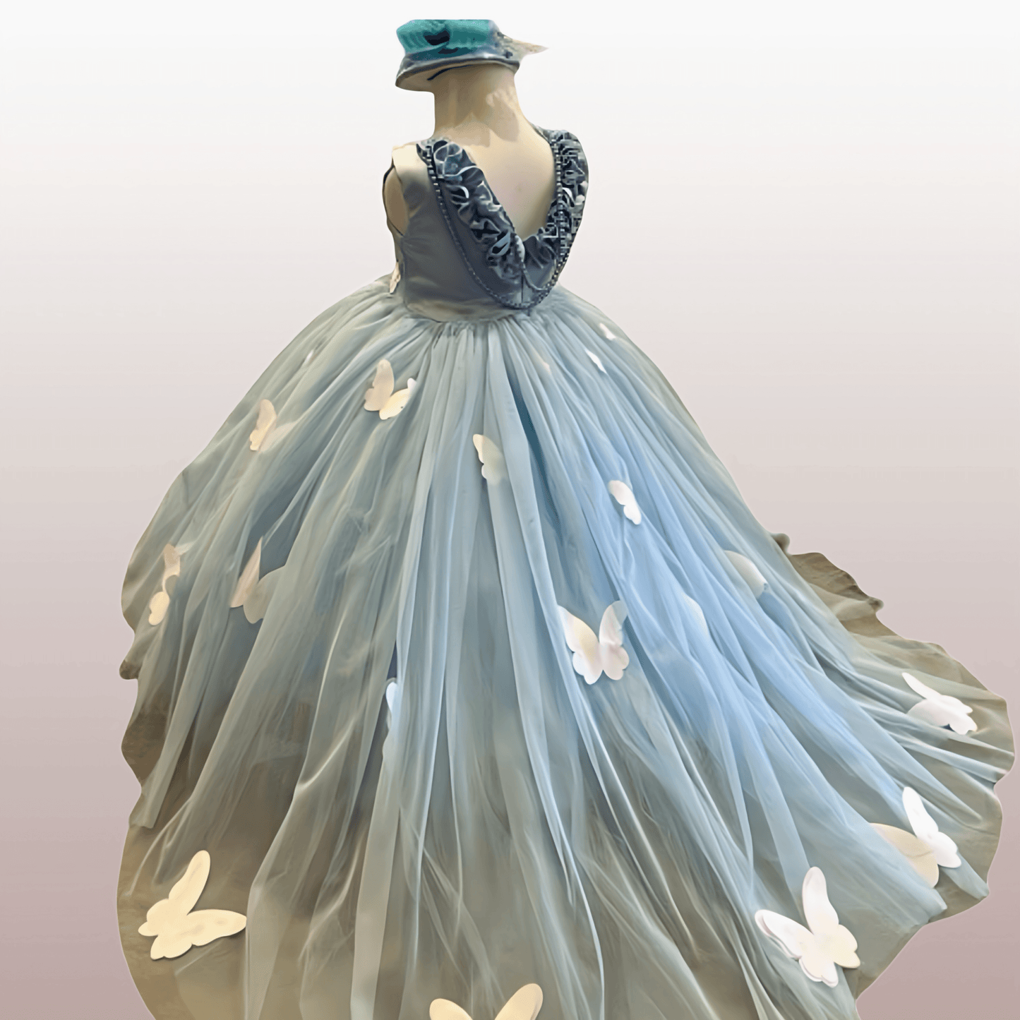 Blue Butterfly Gown - Crown Kids