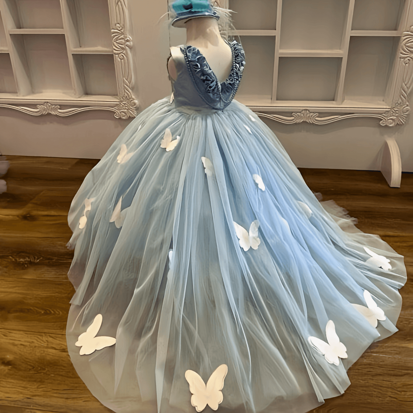 Blue Butterfly Gown - Crown Kids