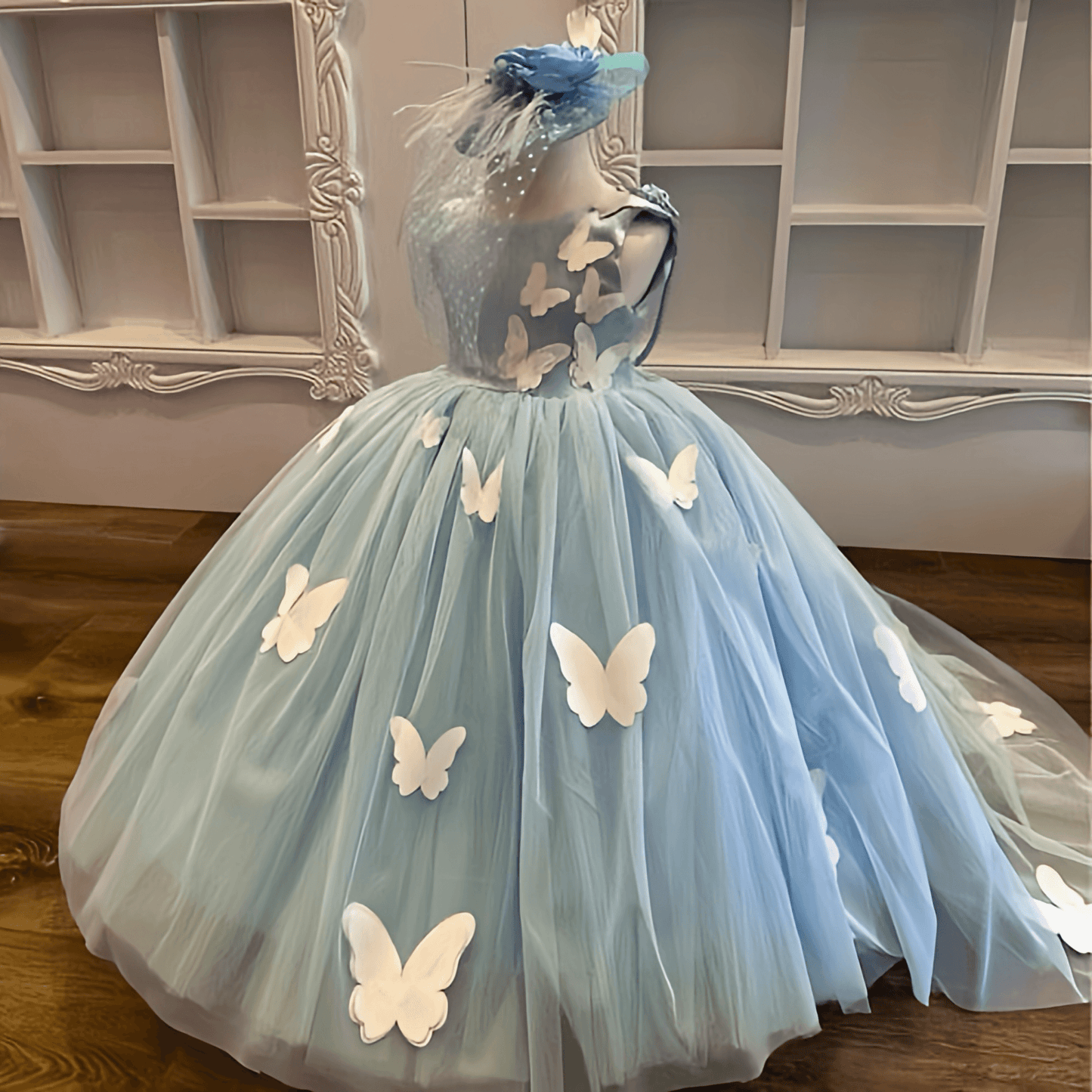 Blue Butterfly Gown - Crown Kids