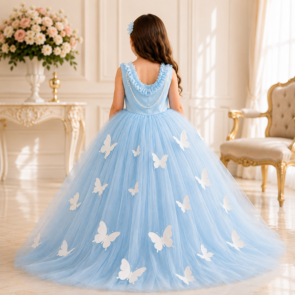Blue Butterfly Gown - Crown Kids