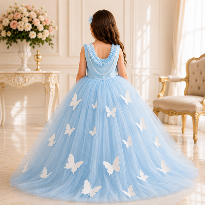 Blue Butterfly Gown - Crown Kids