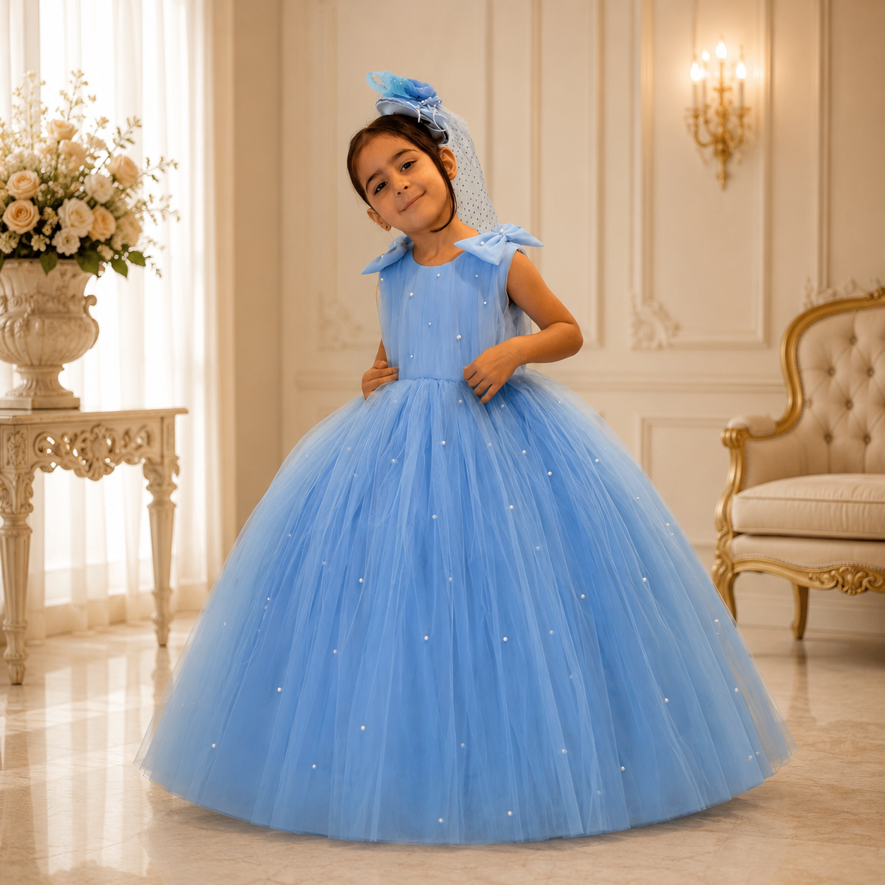 Sky Blue Dress - Crown Kids