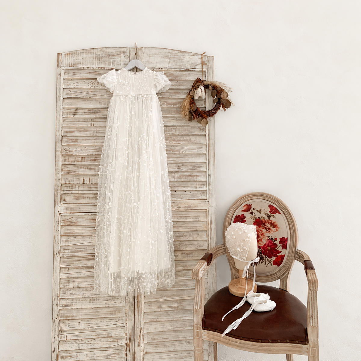 Ivory Pearl Blossom Christening Gown – Pre-Order - Crown Kids