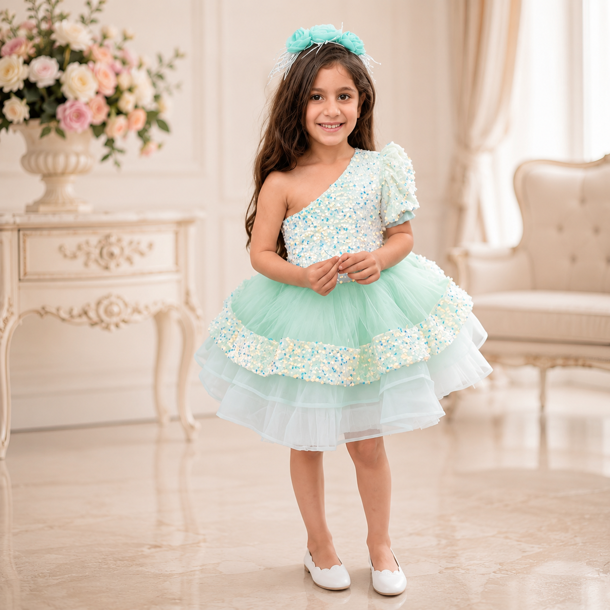 Green Lime Dress - Crown Kids