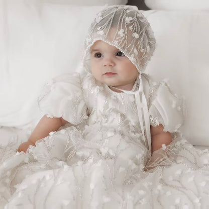 Ivory Pearl Blossom Christening Gown – Pre-Order - Crown Kids