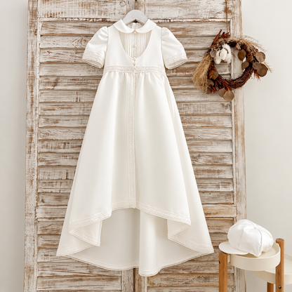 Eloise Ivory Satin Baptism Gown – Pre-Order