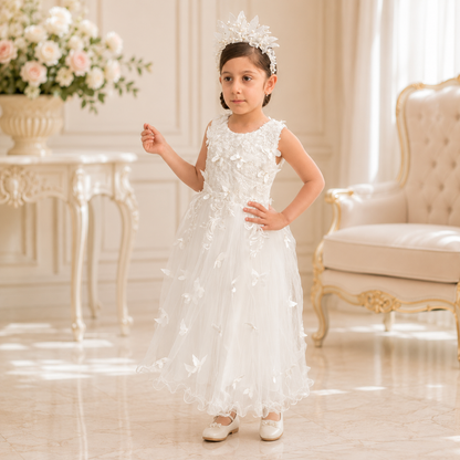 White Lilibet Dress - Crown Kids