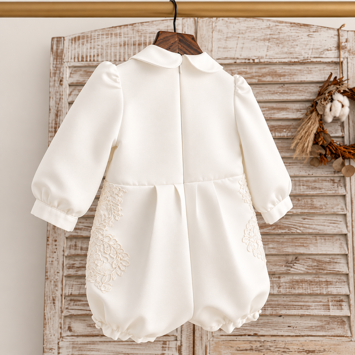 Lucien Ivory Lace Christening Romper Set – Pre-Order
