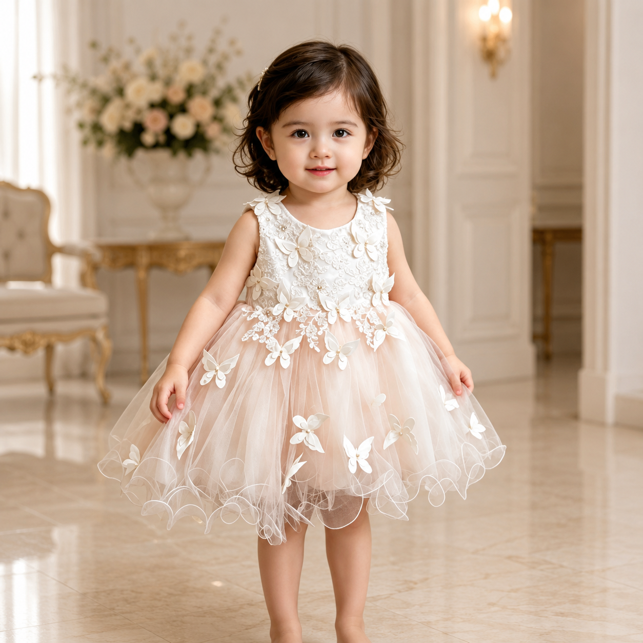Halen Peach Dress - Crown Kids