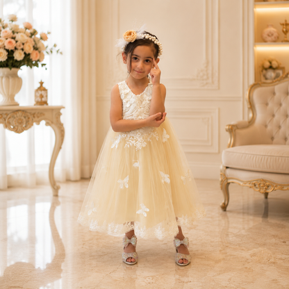 Halen Long Beige Dress - Crown Kids