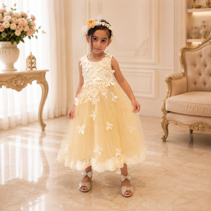 Halen Long Beige Dress - Crown Kids