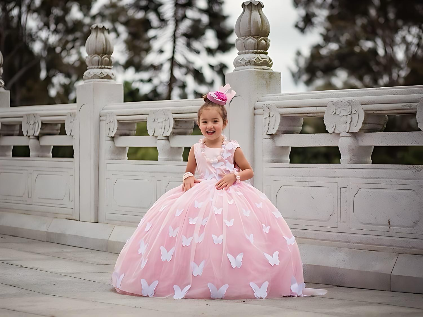 Pink Butterfly Gown - Crownkids