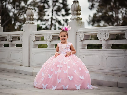 Pink Butterfly Gown - Crownkids