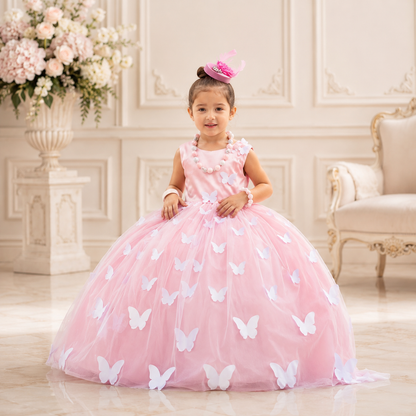 Pink Butterfly Gown - Crownkids