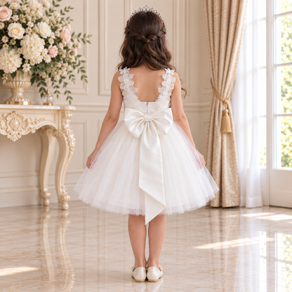 Ivory V-Neck Lace Dress