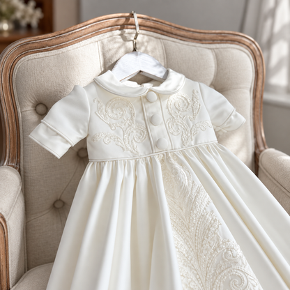 Hand-Smocked Ivory Baptism & Christening Gown Pre-Order - Crown Kids