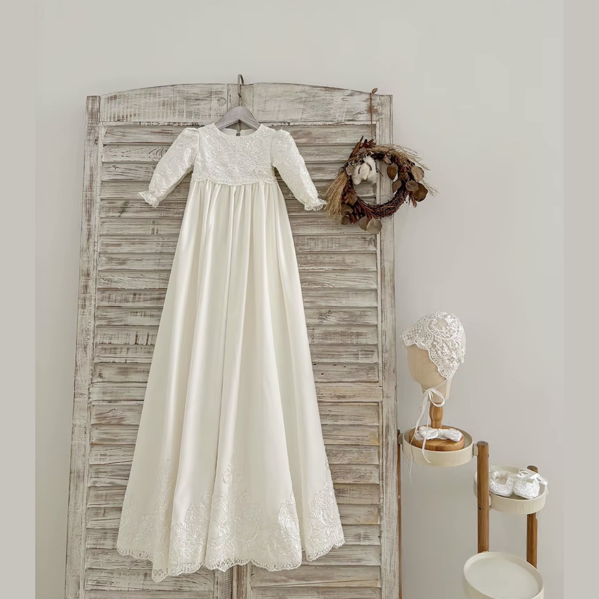 Eliana Ivory Lace Baptism Gown Pre-Order - Crown Kids