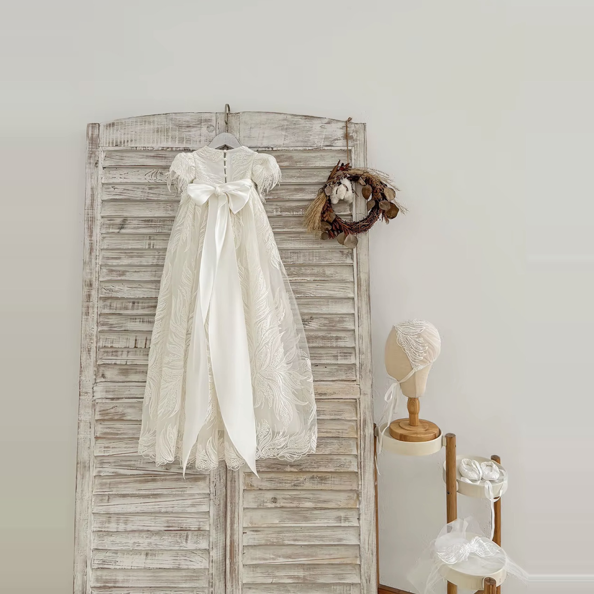 Seraphina Ivory Lace Baptism Gown – Pre-Order