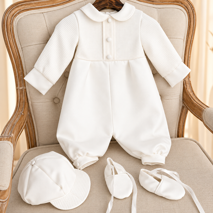 Theodore Ivory Christening Romper – Pre-Order