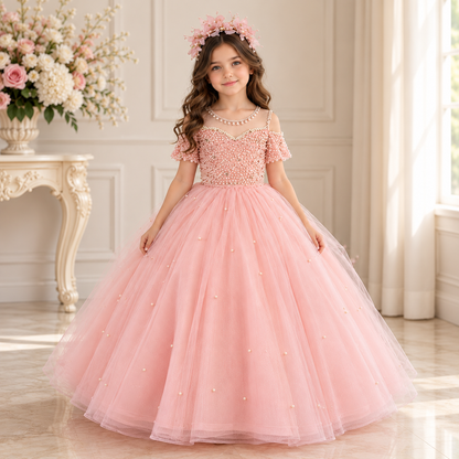 Rosalie Pink Pearl Princess Dress