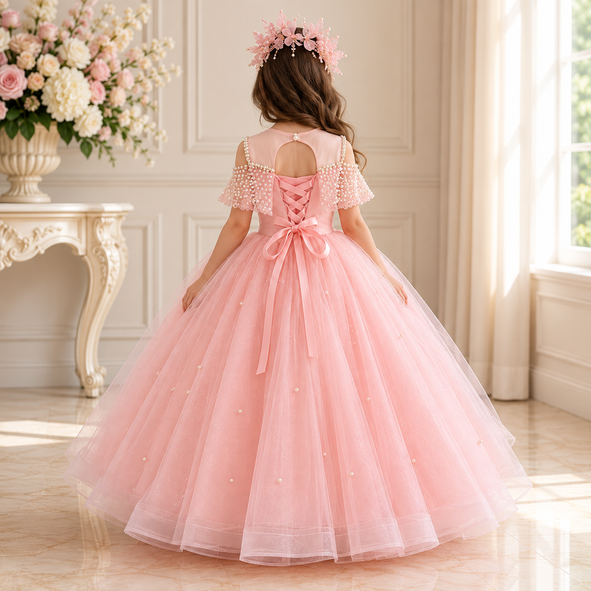Rosalie Pink Pearl Princess Dress