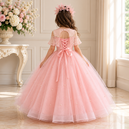 Rosalie Pink Pearl Princess Dress