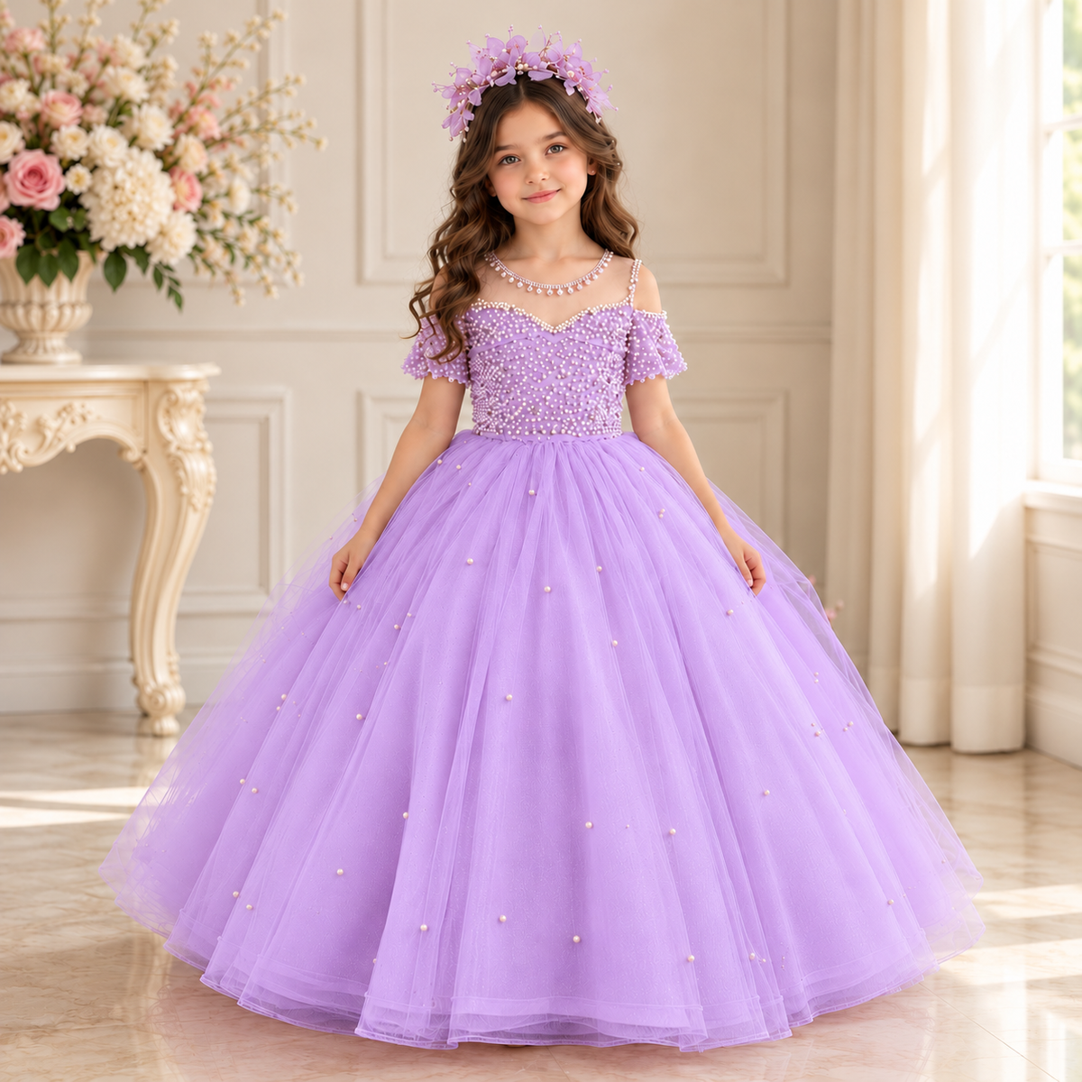 Rosalie Purple Pearl Princess Dress