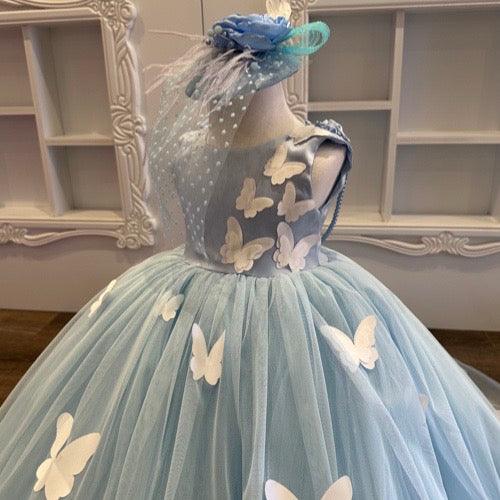 Blue Butterfly Gown - Crown Kids