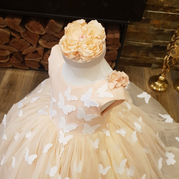 Peach Butterfly Gown - Crown Kids