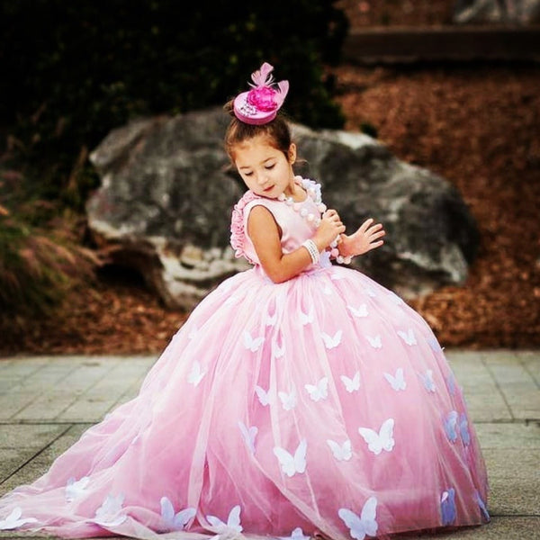 Pink Butterfly Gown - Crown Kids