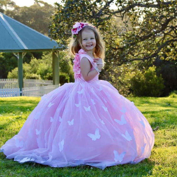 Pink Butterfly Gown - Crown Kids
