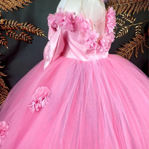 Hot pink long gown - Crown Kids