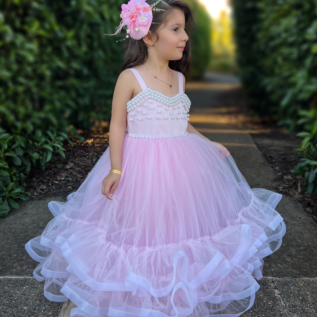Pink Alizabeth Long gown - Crown Kids